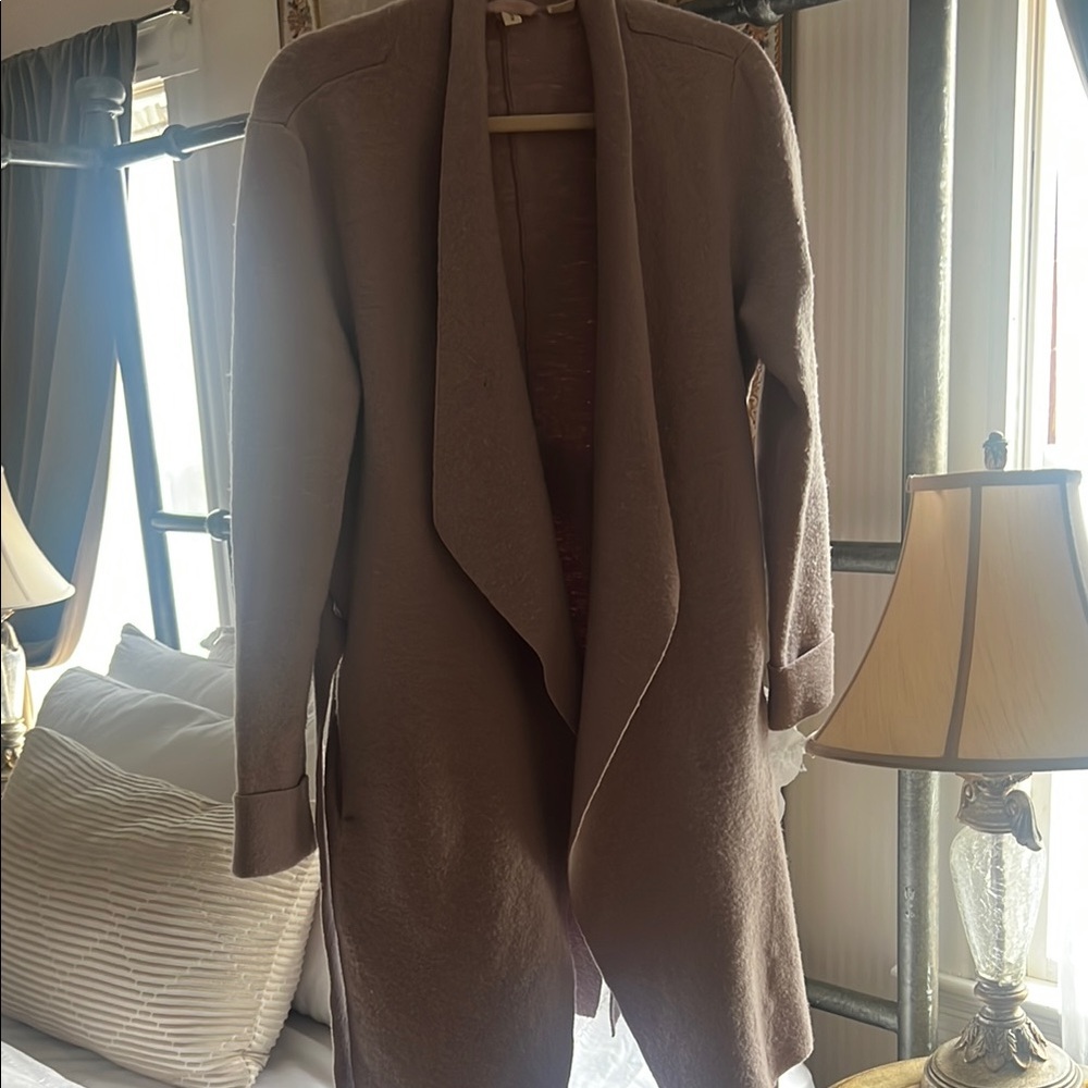 Anthropologie Brown Draped Coat